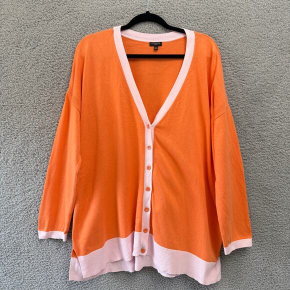 Talbots Cardigan Sweater Womens 2X Orange Button Long Sleeve Career Casual Basic - Picture 1 of 8